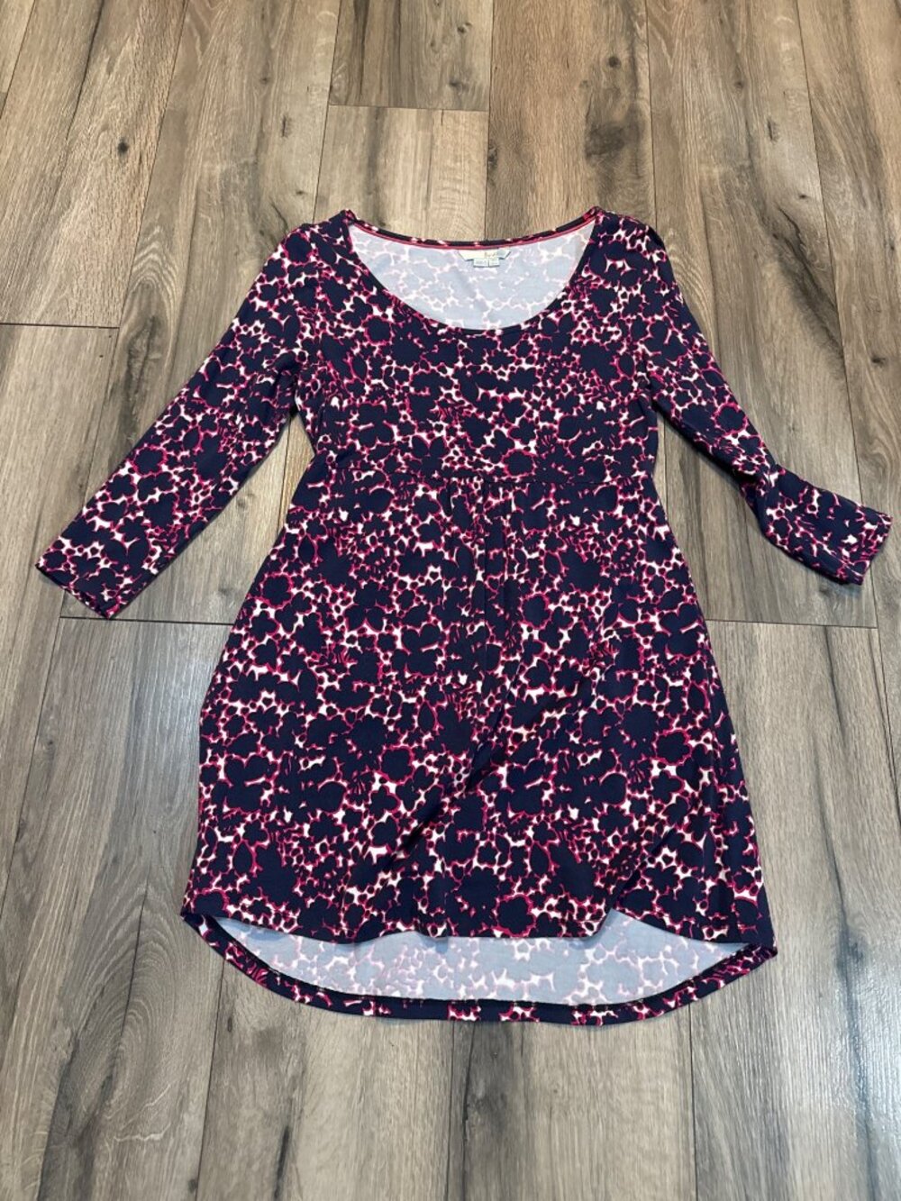 Boden Size 8 Navy & Pink Floral Print Fitted Dress